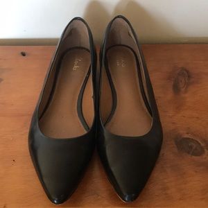 Clarks Black Leather Flats